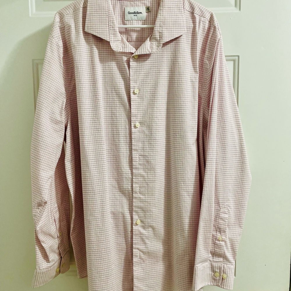 Goodfellow & Co Men's Light Pink Plaid Dress Shirt